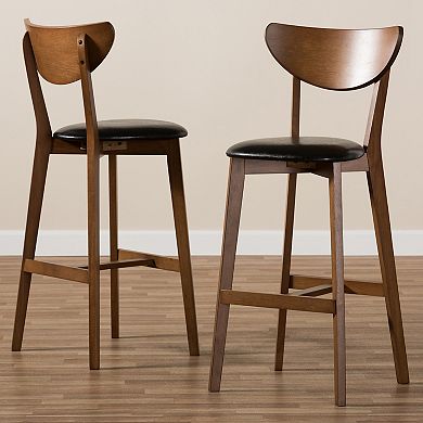 Baxton Studio Mid-Century Black Bar Stool Set