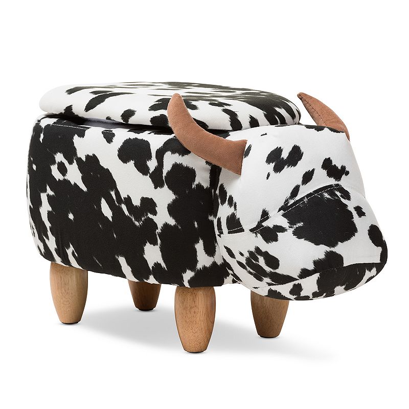 Baxton Studio Contemporary Buffalo Storage Ottoman, White