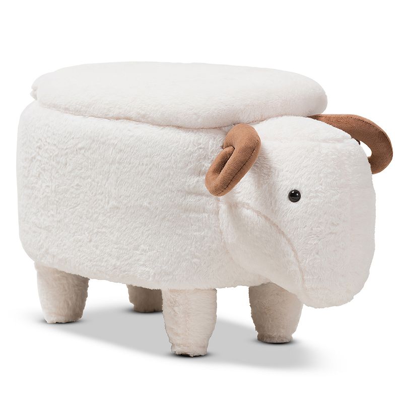 Baxton Studio Contemporary Sheep Storage Ottoman, White