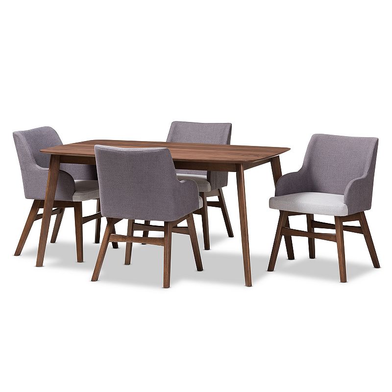 Baxton Studio Mid-Century Two-toned Chair & Table Dining 5-piece Set, Grey