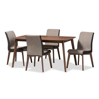 Baxton Studio Mid-Century Beige Chair & Table Dining 5 pc Set