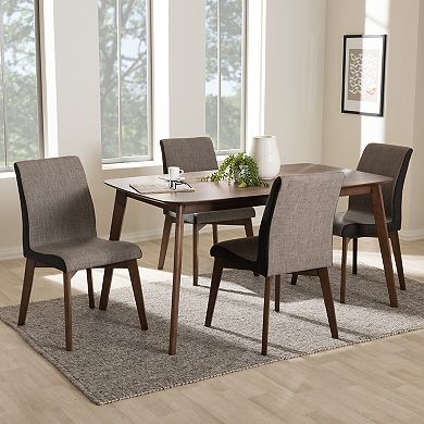 Baxton Studio Mid-Century Beige Chair & Table Dining 5-piece Set