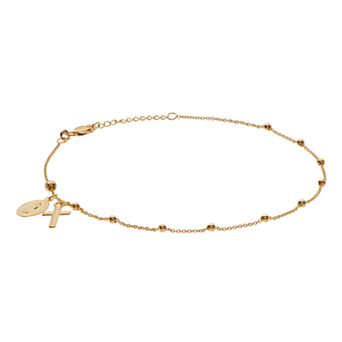 Color Romance 14k Gold Mary & Cross Charm Anklet
