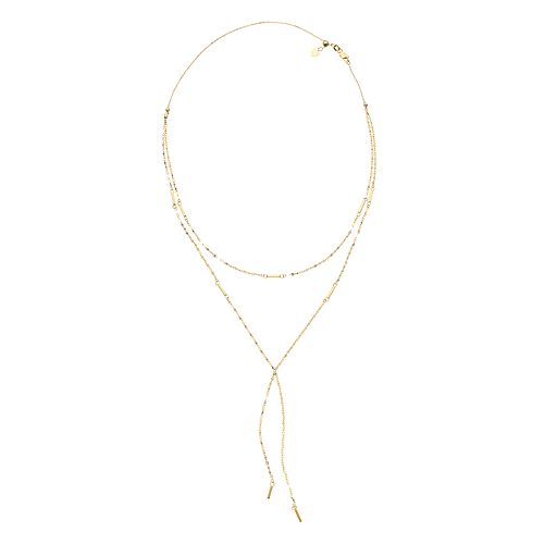 14k Gold Double Strand Adjustable Choker Necklace