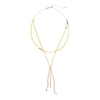 Color Romance 14k Gold Double Strand Adjustable Valentino Choker Necklace