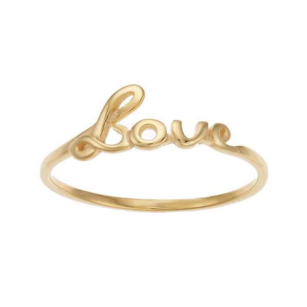 14k Gold Script Love Ring