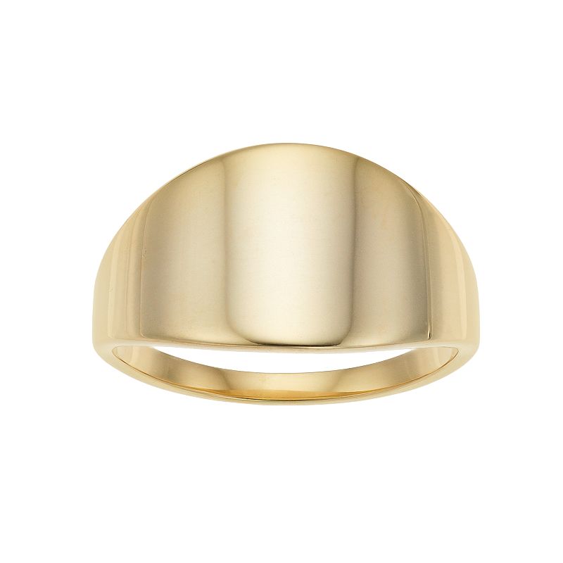 14k Gold Polished Signet Ring, Womens, Size: 6, Yellow