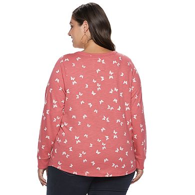 Plus Size Sonoma Goods For Life® V-Neck Easy Sweatshirt