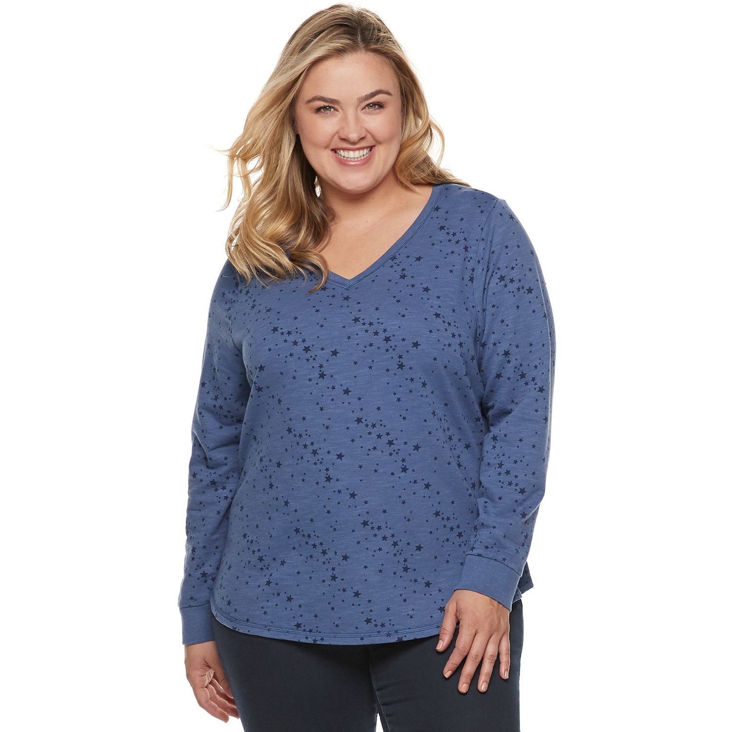 plus size v neck sweatshirt