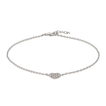 Sophie Miller Sterling Silver Cubic Zirconia Pave Heart Anklet