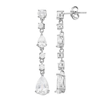 Sophie Miller Sterling Silver Cubic Zirconia Drop Earrings