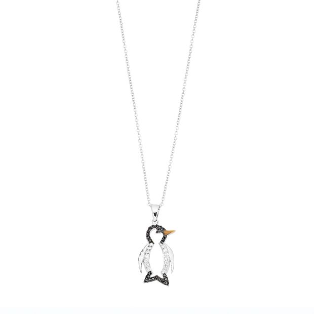 Sterling Silver Black And White CZ Penguin Pendant Sterling Silver Black And White CZ Penguin Pendant