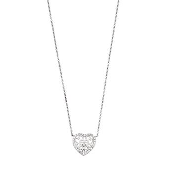 Sophie Miller Sterling Silver Cubic Zirconia Filigree Heart Pendant Necklace