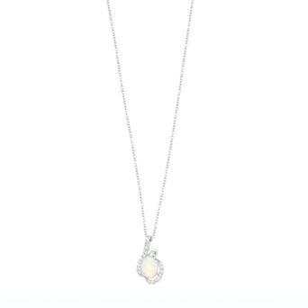 Sophie Miller Sterling Silver Cubic Zirconia Lab-Created Opal Pendant Necklace
