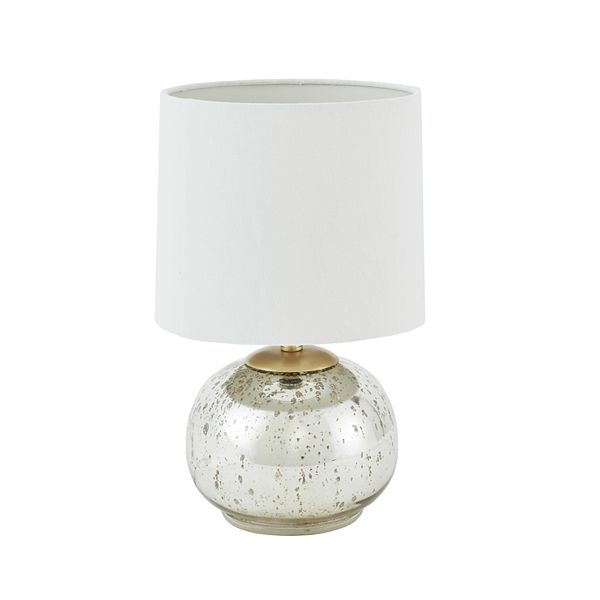 510 Design Saxony Round Table Lamp, Small Mercury Glass Table Lamp