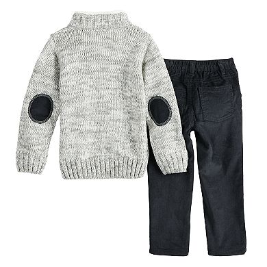 Toddler Boy Little Lad Cable Knit Sweater & Corduroy Pants Set