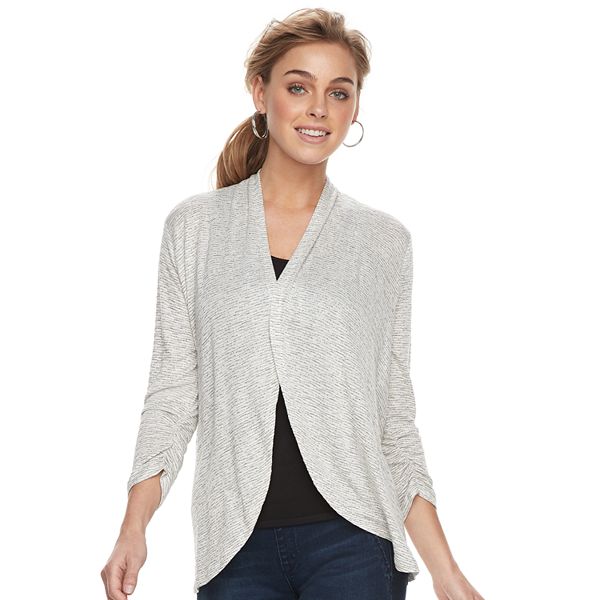 Women s Apt. 9 Ruched Sleeve Open Front Cardigan