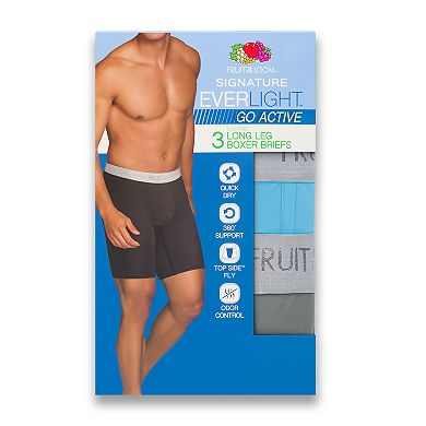 Men's Fruit of the Loom Signature Everlight Go Active 3-pack Long-Leg Boxer Briefs