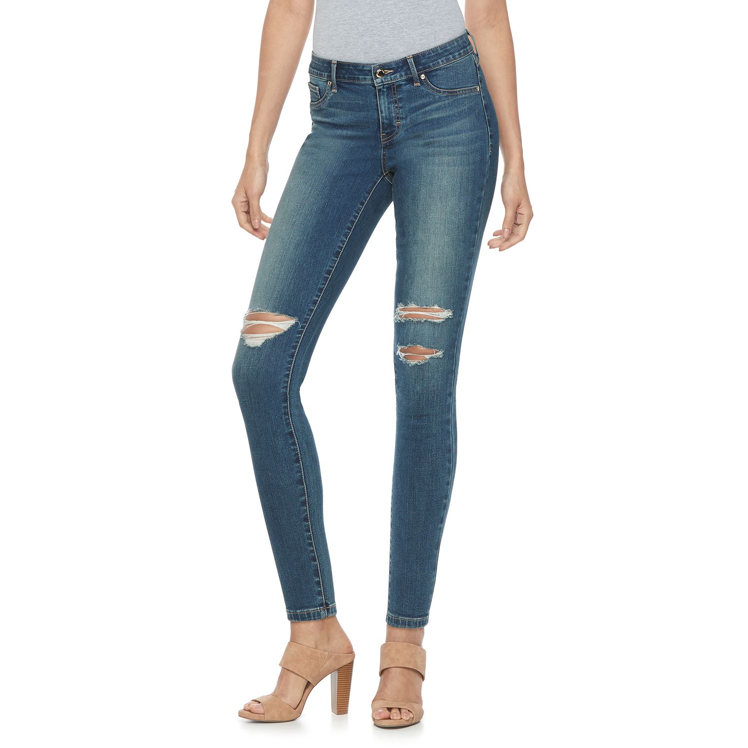 mid rise super stretch skinny jeans
