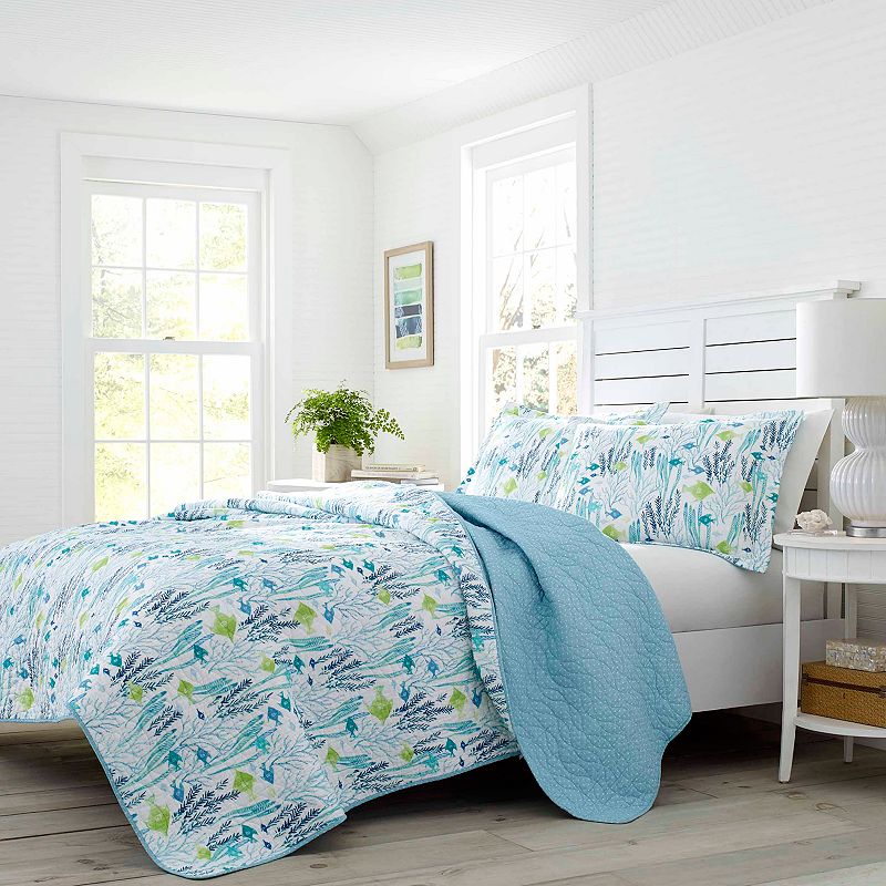 UPC 883893561311 product image for Laura Ashley Lifestyles Seaweed Fish Quilt Set, Blue | upcitemdb.com