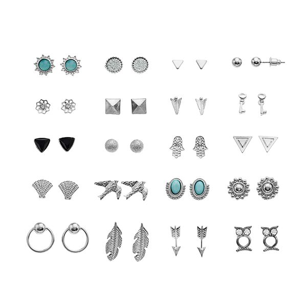 SO® Silver Tone Simulated Stone & Crystal Leaf, Arrow & Bird Motif