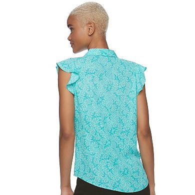 Juniors' Candie's® Zip Front Flutter Sleeve Top 