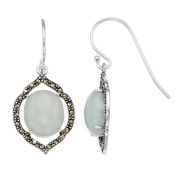 Tori Hill Genuine Marcasite & Jade Moroccan Dangle Earrings