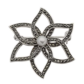 Tori Hill Marcasite & Fresh Water Pearl Brooch