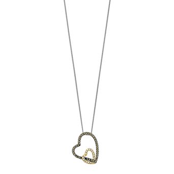 Tori Hill Genuine Marcasite & Crystal Double Heart Pendant with Chain Necklace