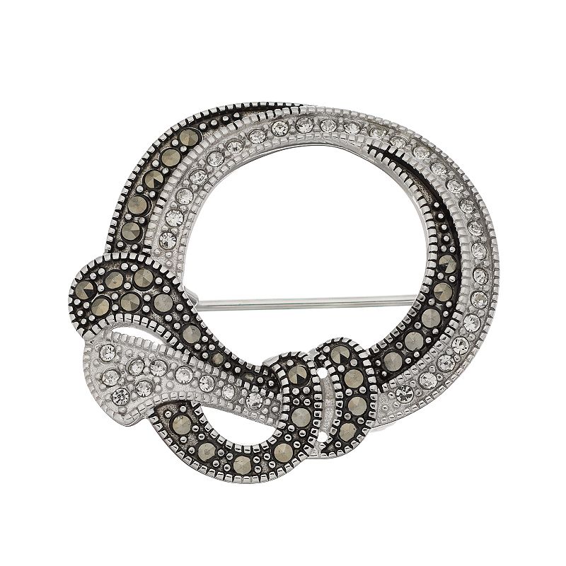 Tori Hill Marcasite & Crystal Double Knot Brooch, Womens, Grey