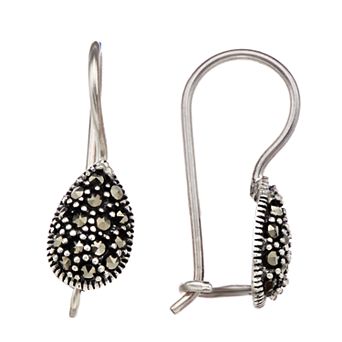 Tori Hill Sterling Silver Marcasite Teardrop Drop Earrings