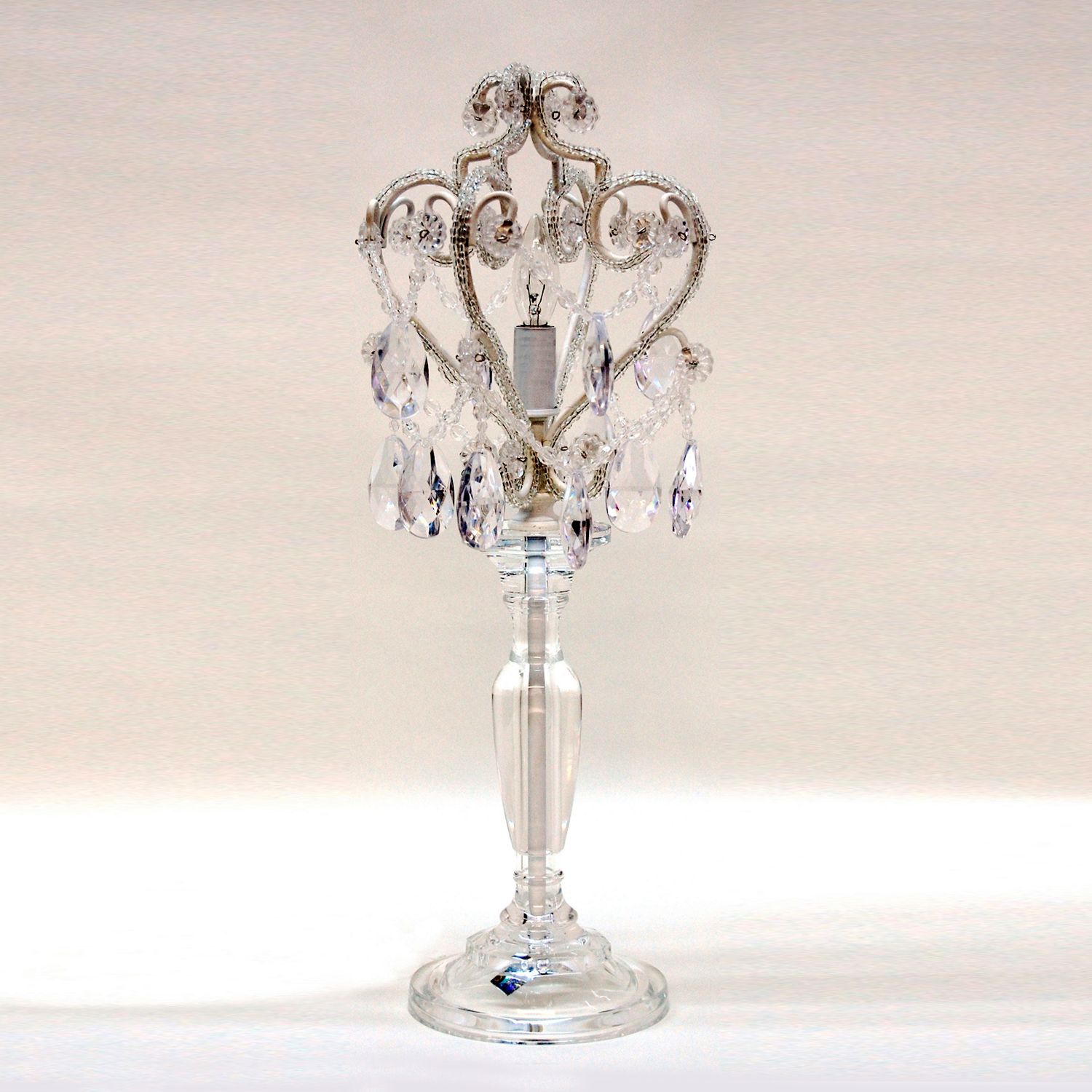 white chandelier table lamp