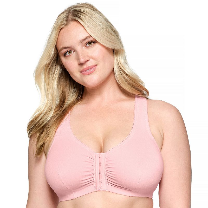Plus Size Glamorise Full-Figure Complete Comfort Wire-free Cotton T-Back Bra 1908, Women's, Size: 40 B/C/D, Powder Pink