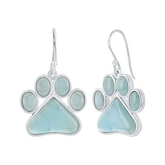 Nautica Rocks Sterling Silver Larimar Paw Drop Earrings