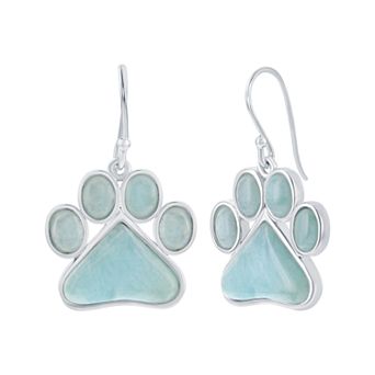 Nautica Rocks Sterling Silver Larimar Paw Drop Earrings