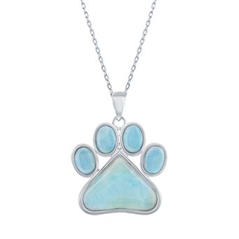 Nautica Rocks Sterling Silver Larimar Paw Print Pendant Necklace