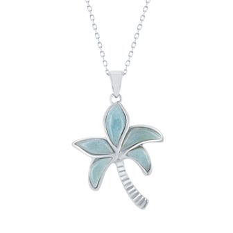 Nautica Rocks Sterling Silver Larimar Palm Tree Pendant Necklace