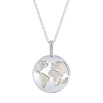 Argento Bella Sterling Silver Mother-of-Pearl Globe Pendant Necklace