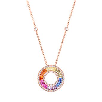 Argento Bella 14k Rose Gold Over Silver Colorful Cubic Zirconia Circle Pendant
