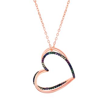 Argento Bella 14k Rose Gold Over Silver Cubic Zirconia Heart Pendant Necklace