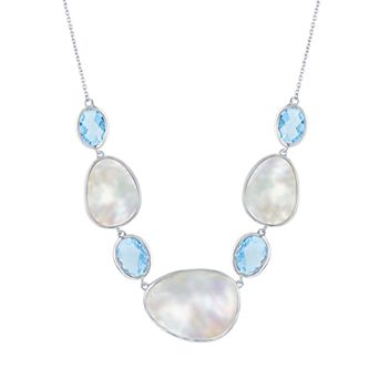 Nautica Rocks Sterling Silver Mother-of-Pearl & Blue Topaz Necklace