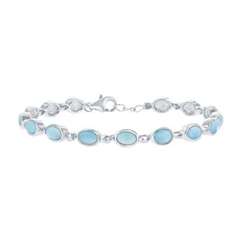 Nautica Rocks Sterling Silver Larimar Oval Bracelet