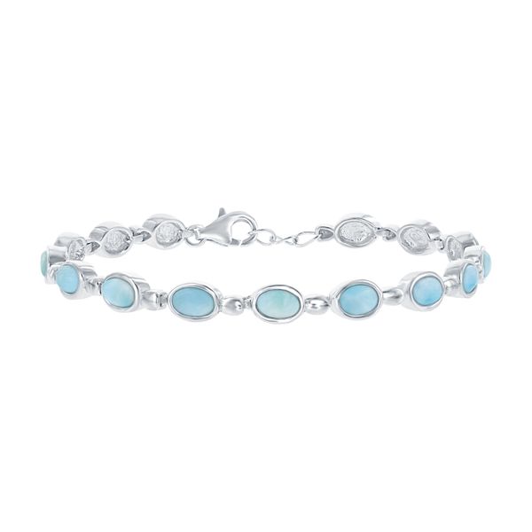 Sterling Silver Larimar Oval Bracelet