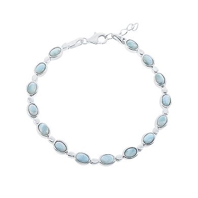 Sterling Silver Larimar Oval Bracelet