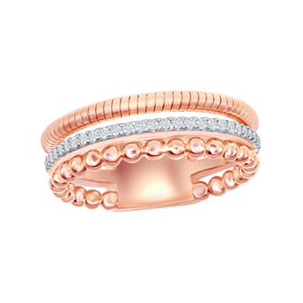 Argento Bella 14k Rose Gold Over Silver Cubic Zirconia Triple Band Ring