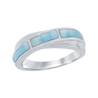 Nautica Rocks Sterling Silver Larimar Bypass Ring