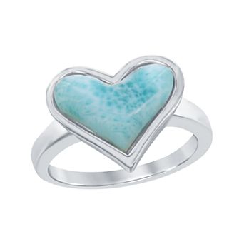 Nautica Rocks Sterling Silver Larimar Heart Ring