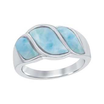 Nautica Rocks Sterling Silver Larimar Wave Ring