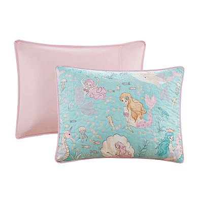 Mi Zone Kids Leilani Printed Mermaid Quilt Set with Shams and Decorative Pillow