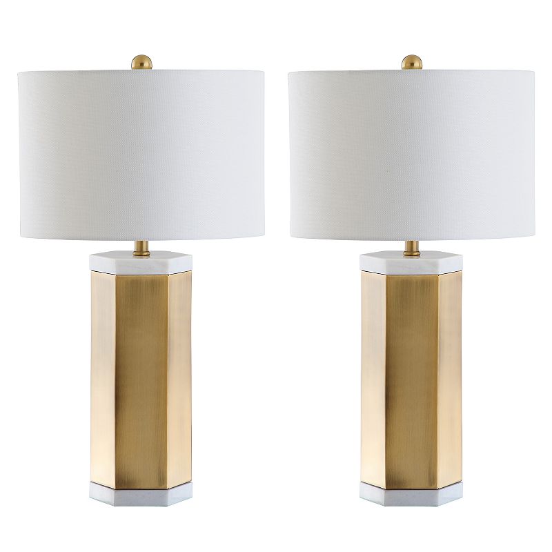 SAFAVIEH Alya 28 In. High Table Lamp  Brass Gold/White  Set of 2